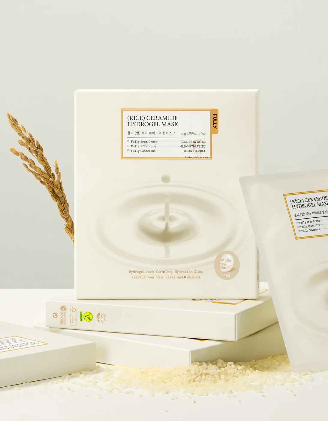 Fully Rice Ceramide Hydrogel Sheet Mask 4-Pack