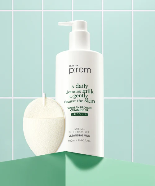 MAKE P:REM Moisture Cleansing Milk with Cleansing Sponge