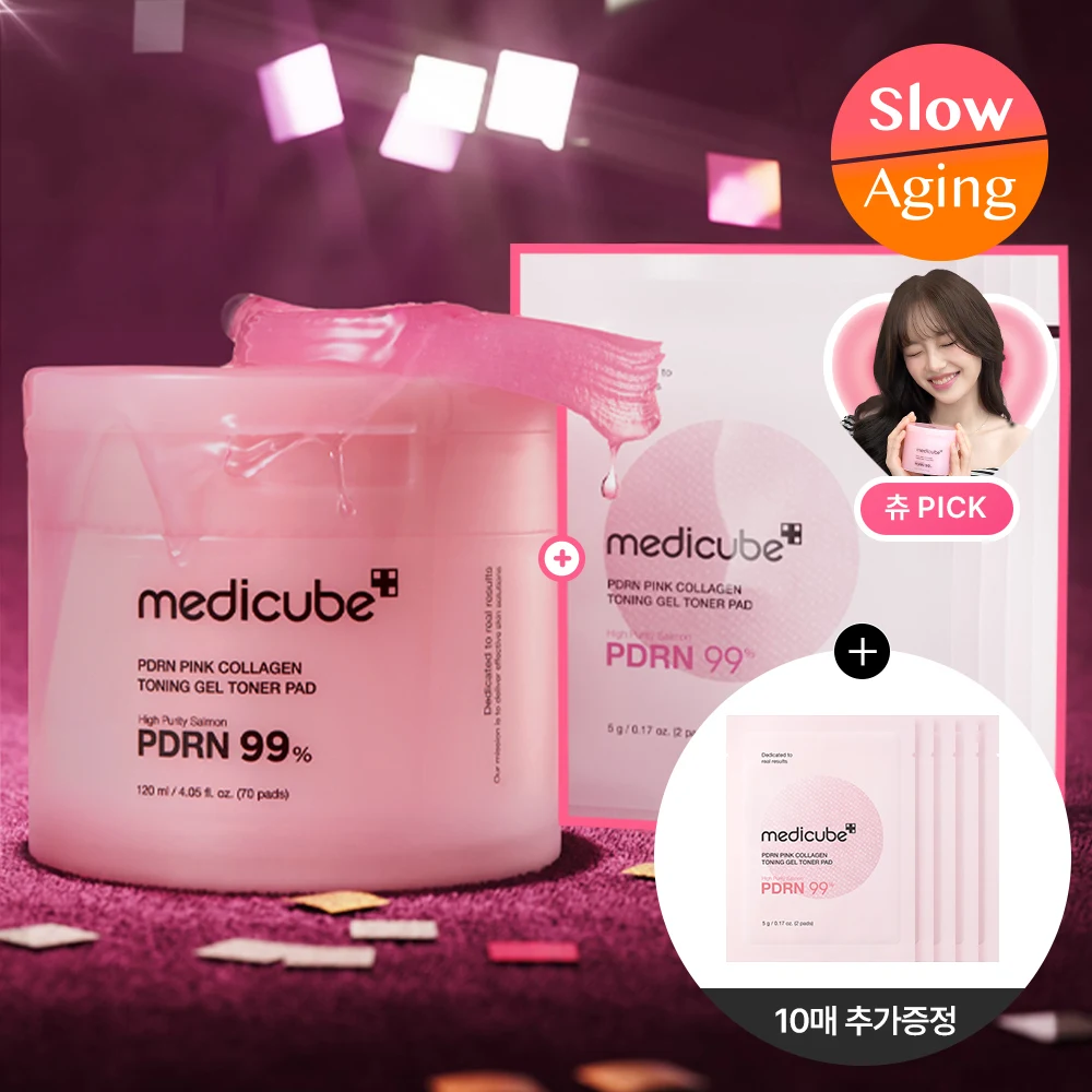 Medicube PDRN Pink Collagen Toning Gel Toner Pads, 70-Count + 10 Bonus Pads