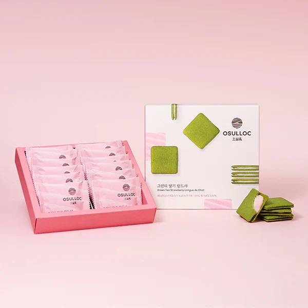 OSULLOC Green Tea Strawberry Langue de Chat Cookies product image
