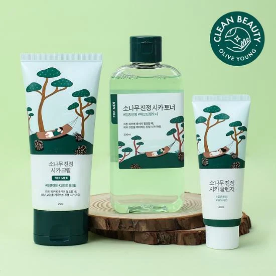 Round Lab For Men Pine Calming Toner and Cream with Cleanser product image