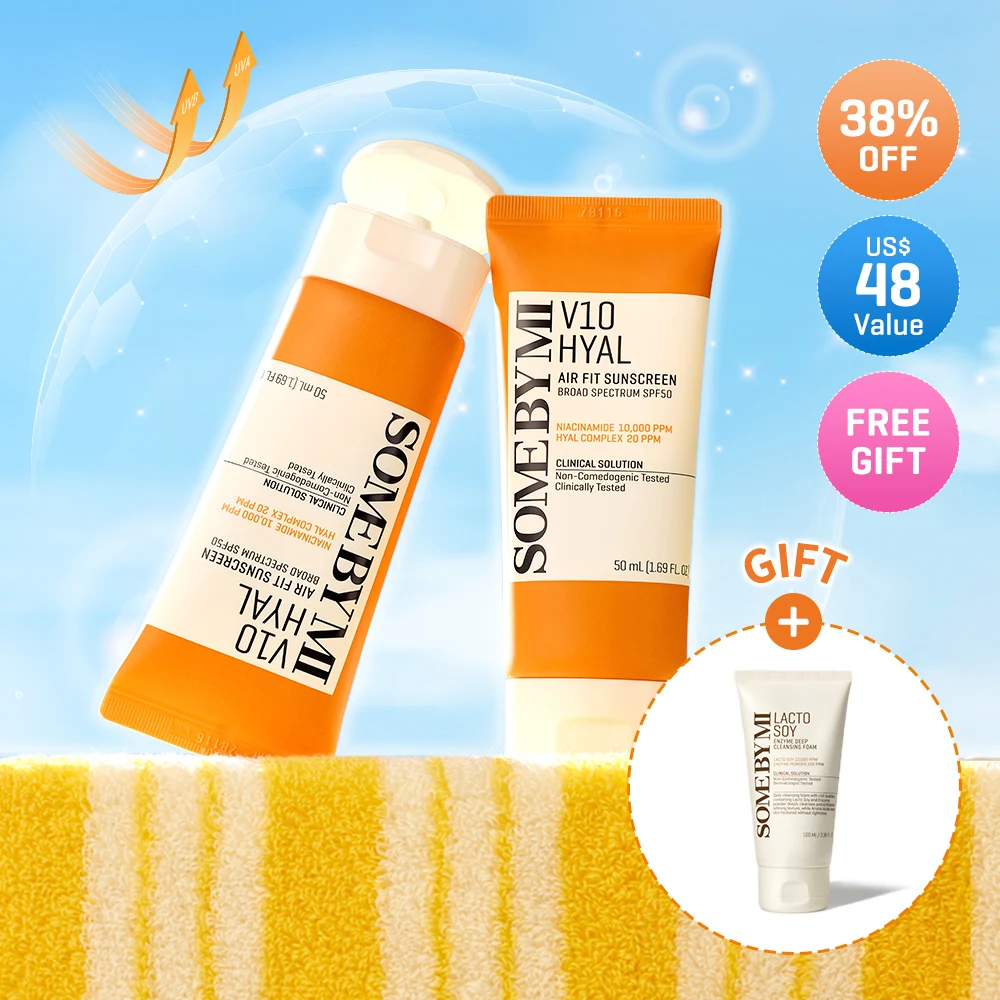 SOME BY MI V10 Hyal Air Fit Sunscreen with Lacto Soy Enzyme Deep Cleansing Foam